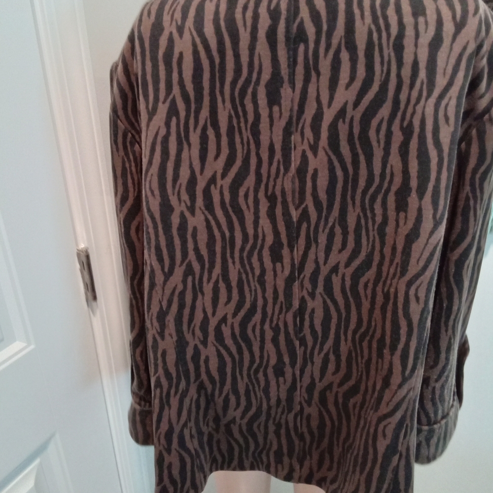 First Option Too Plus Size 16W Brown Zebra Print Coat - Picture 9 of 14